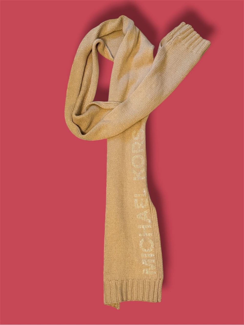 Michael Kors Tan Knit Logo Scarf
